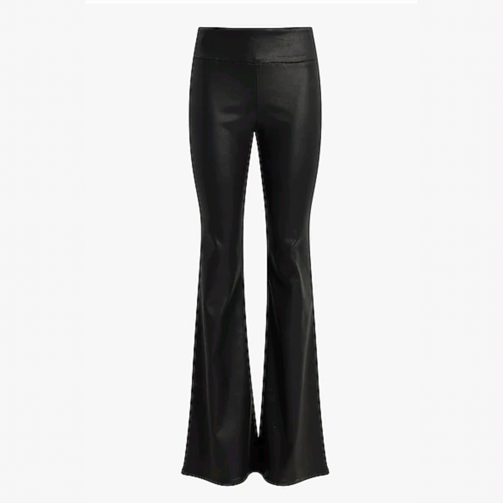 NWT! Express Black Coated 70s Flare Pants